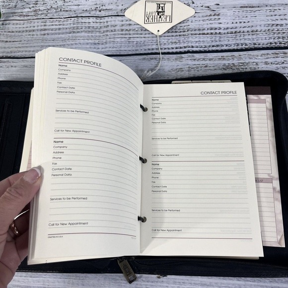 Vintage 1998 Shafmaster Amboldi Black Leather Office Day Planner Address Book - Picture 15 of 16